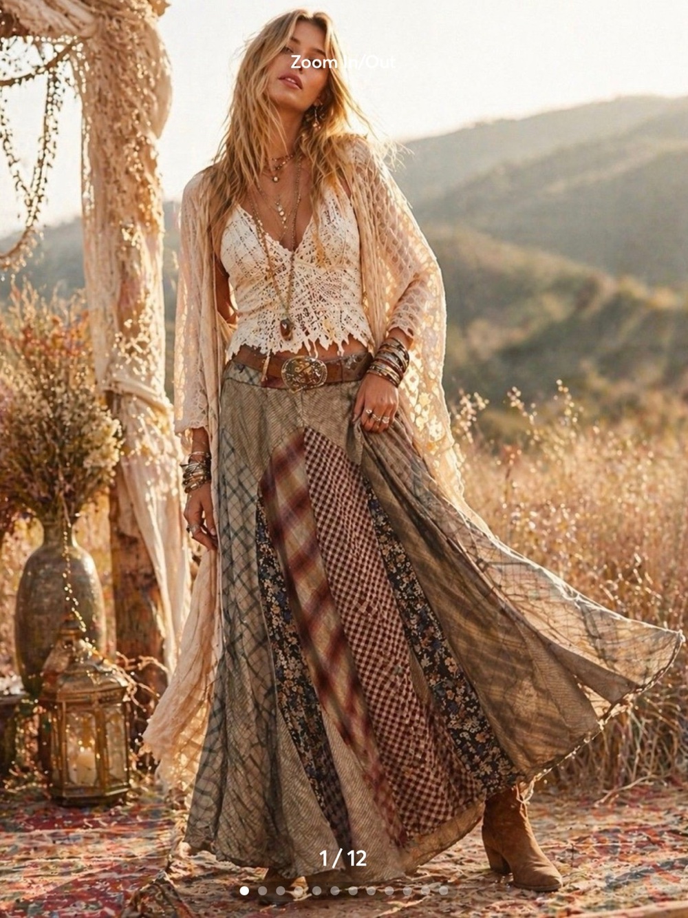 Young threads patchwork maxi skirt NEW